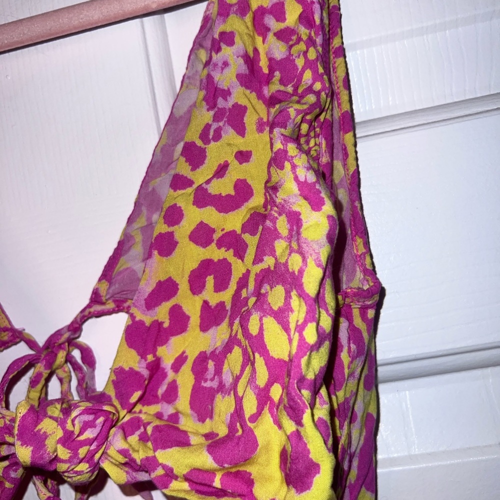 Luli Fama Vibrant Pink and Yellow Cheetah Cutout Romper - Picture 9 of 11